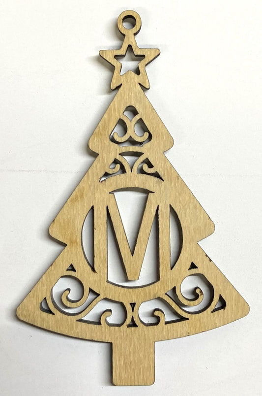 Ready to Paint Shape - 1/8" Birch - Monogram Tree "M" S127