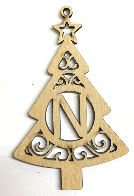 Ready to Paint Shape - 1/8" Birch - Monogram Tree "N" S127