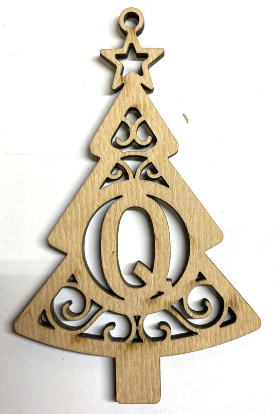 Ready to Paint Shape - 1/8" Birch - Monogram Tree "Q" S127