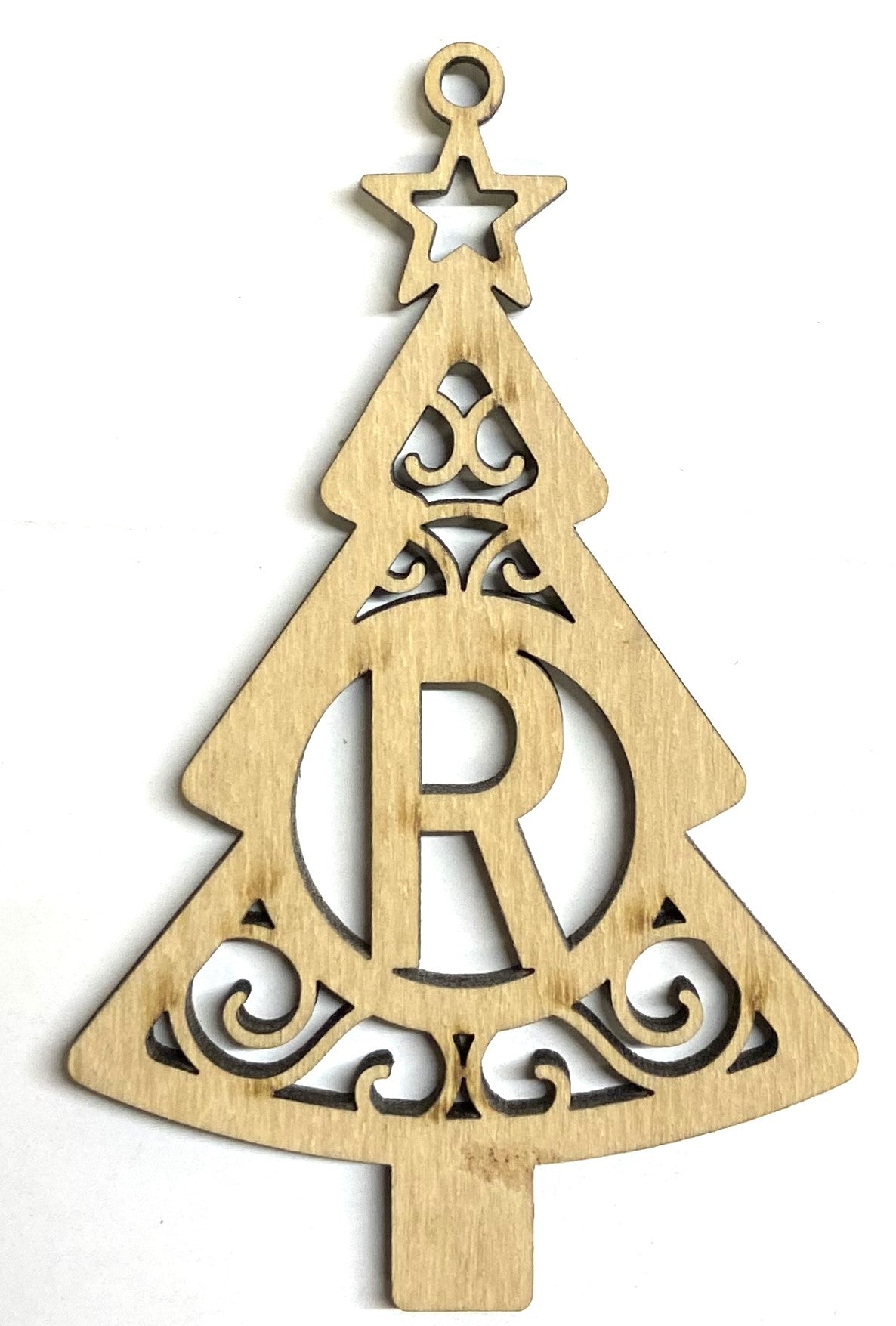 Ready to Paint Shape - 1/8" Birch - Monogram Tree "R" S127