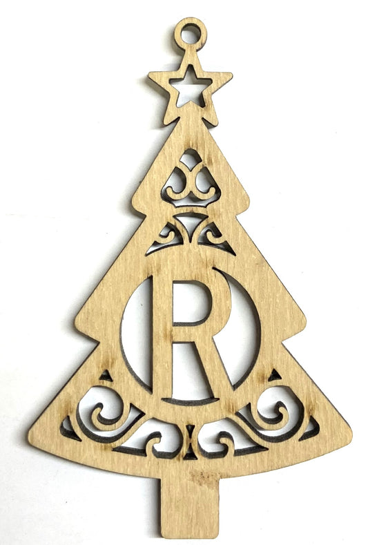 Ready to Paint Shape - 1/8" Birch - Monogram Tree "R" S127
