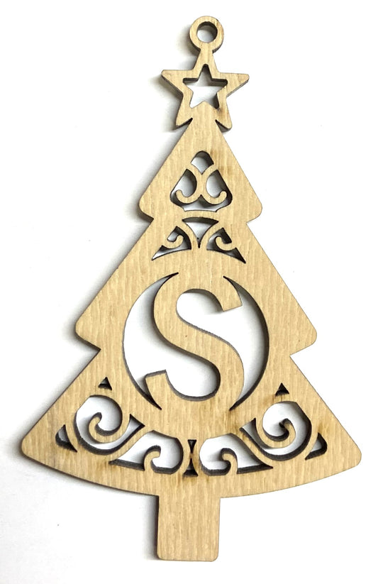 Ready to Paint Shape - 1/8" Birch - Monogram Tree "S" S127