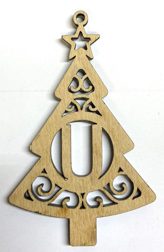 Ready to Paint Shape - 1/8" Birch - Monogram Tree "U" S127