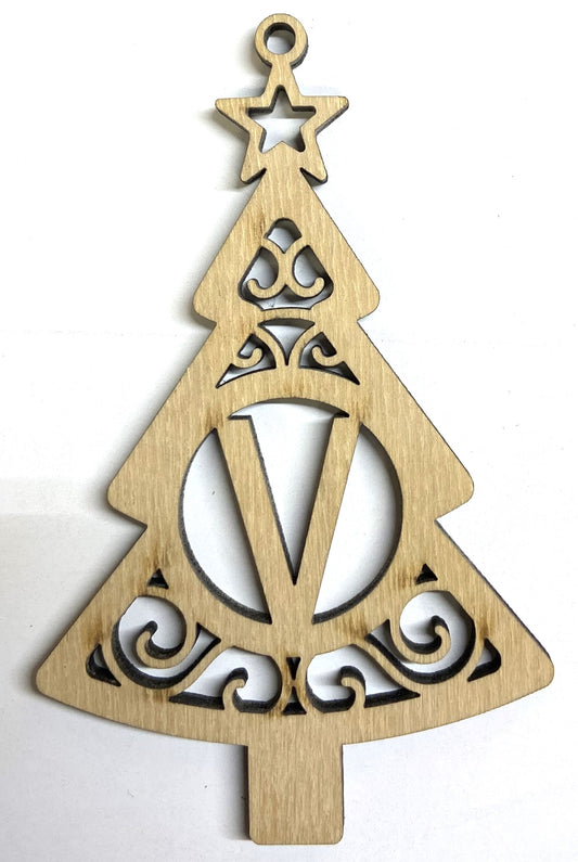Ready to Paint Shape - 1/8" Birch - Monogram Tree "V" S127