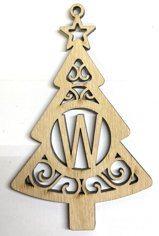Ready to Paint Shape - 1/8" Birch - Monogram Tree "W" S127