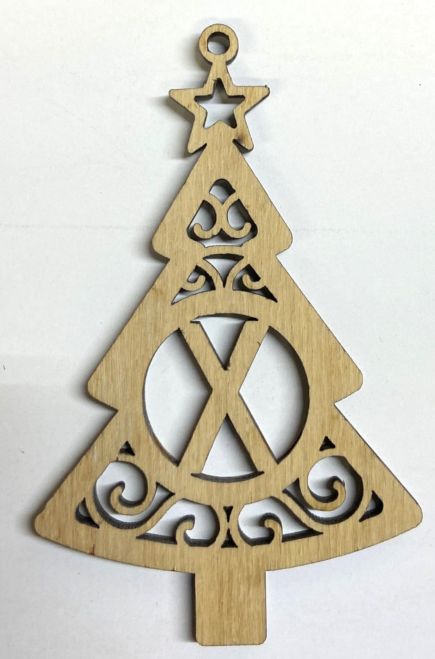 Ready to Paint Shape - 1/8" Birch - Monogram Tree "X" S127