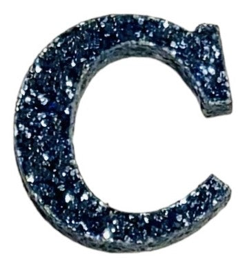 Galaxy Blue Glitter Acrylic Letter C Font #01