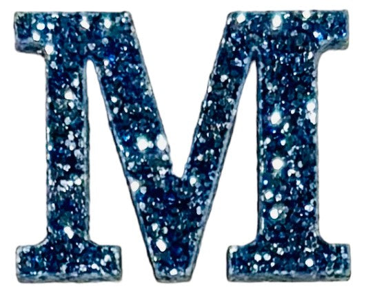 Galaxy Blue Glitter Acrylic Letter M Font #01