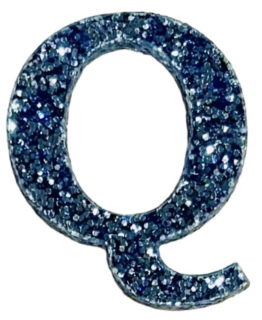 Galaxy Blue Glitter Acrylic Letter Q Font #01