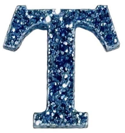 Galaxy Blue Glitter Acrylic Letter T Font #01