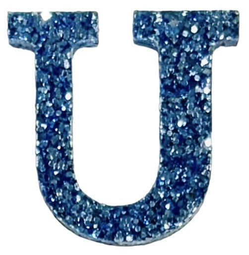 Galaxy Blue Glitter Acrylic Letter U Font #01