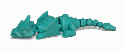 3D printed Lazy Dragon - 8-1/4" - Turquoise