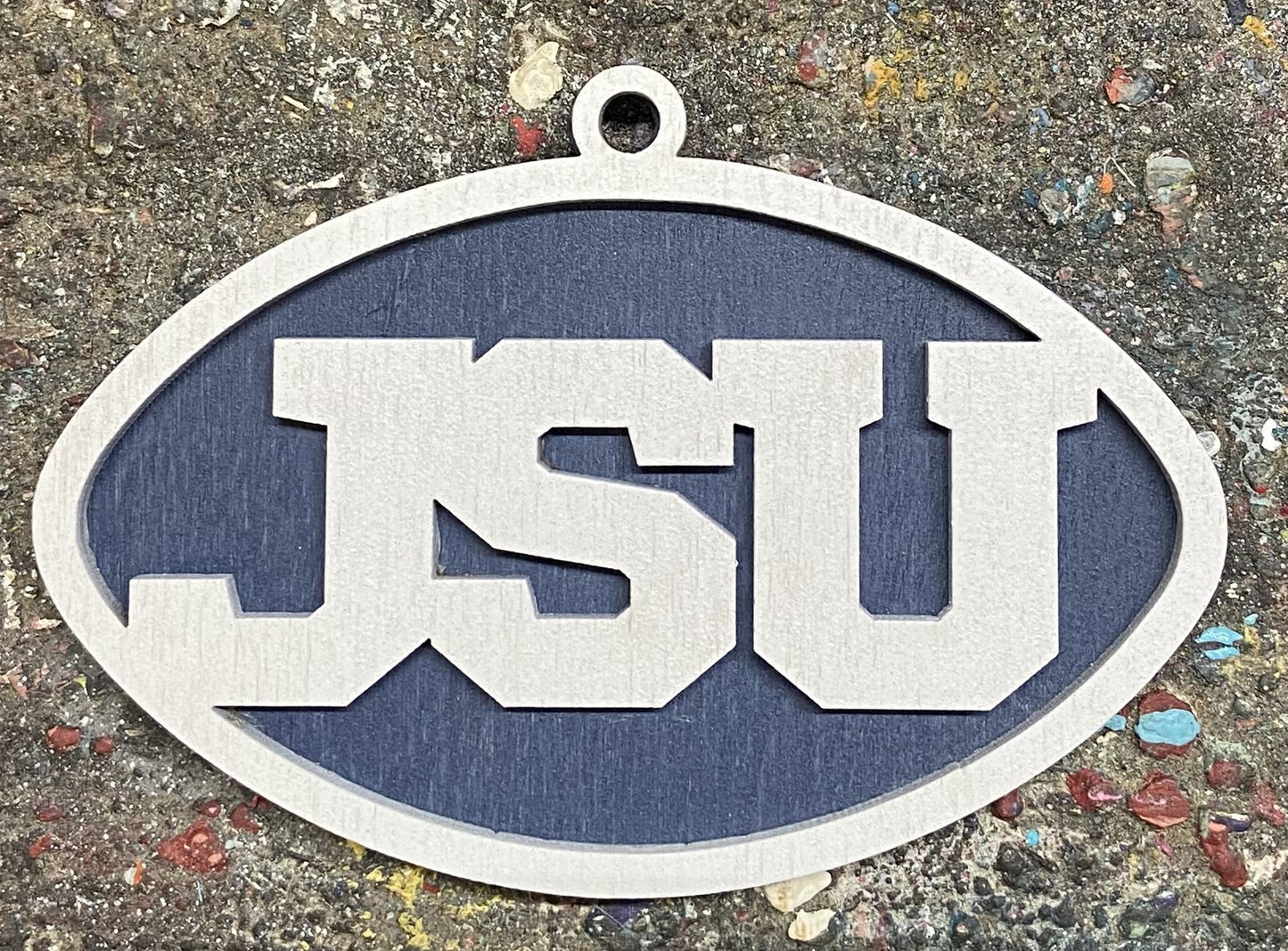 JSU Ornament - White over Navy