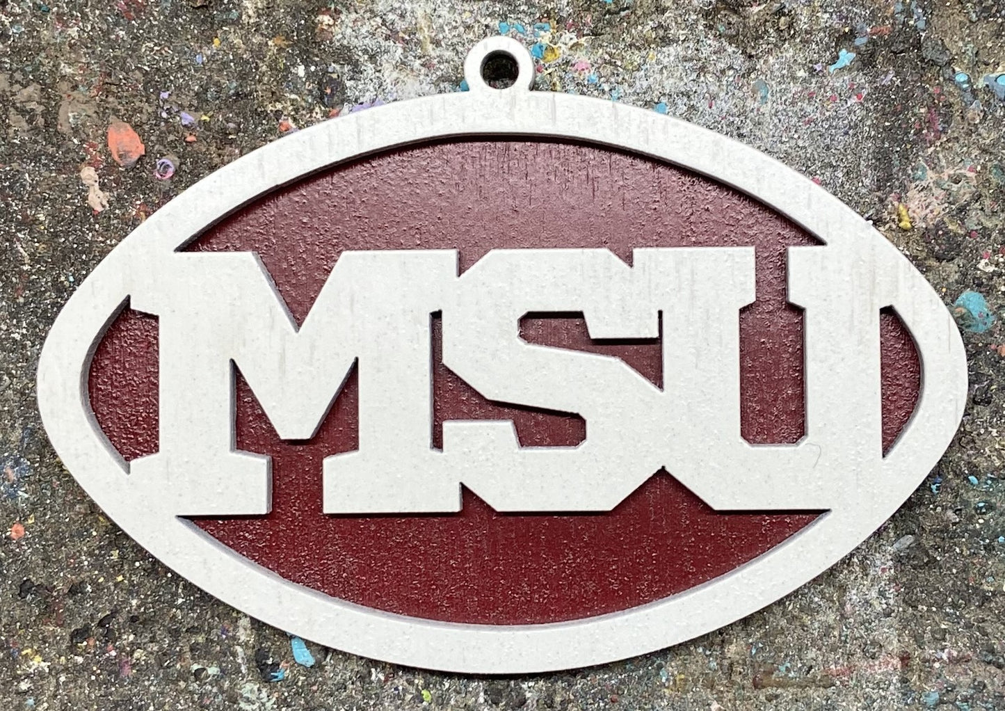 MSU Ornament - White over Maroon