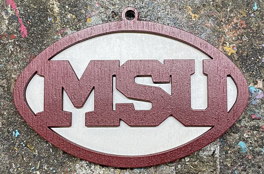 MSU Ornament - Maroon over White