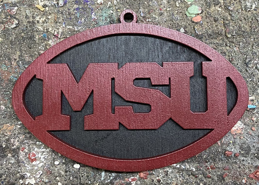 MSU Ornament - Maroon over Black