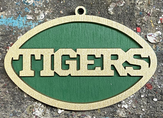 Tigers Ornament - Gold over Green