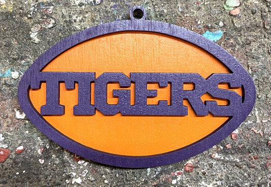 Tigers Ornament - Purple over Orange