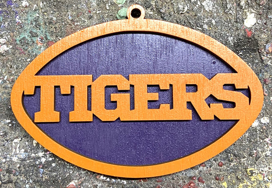 Tigers Ornament - Orange over Purple