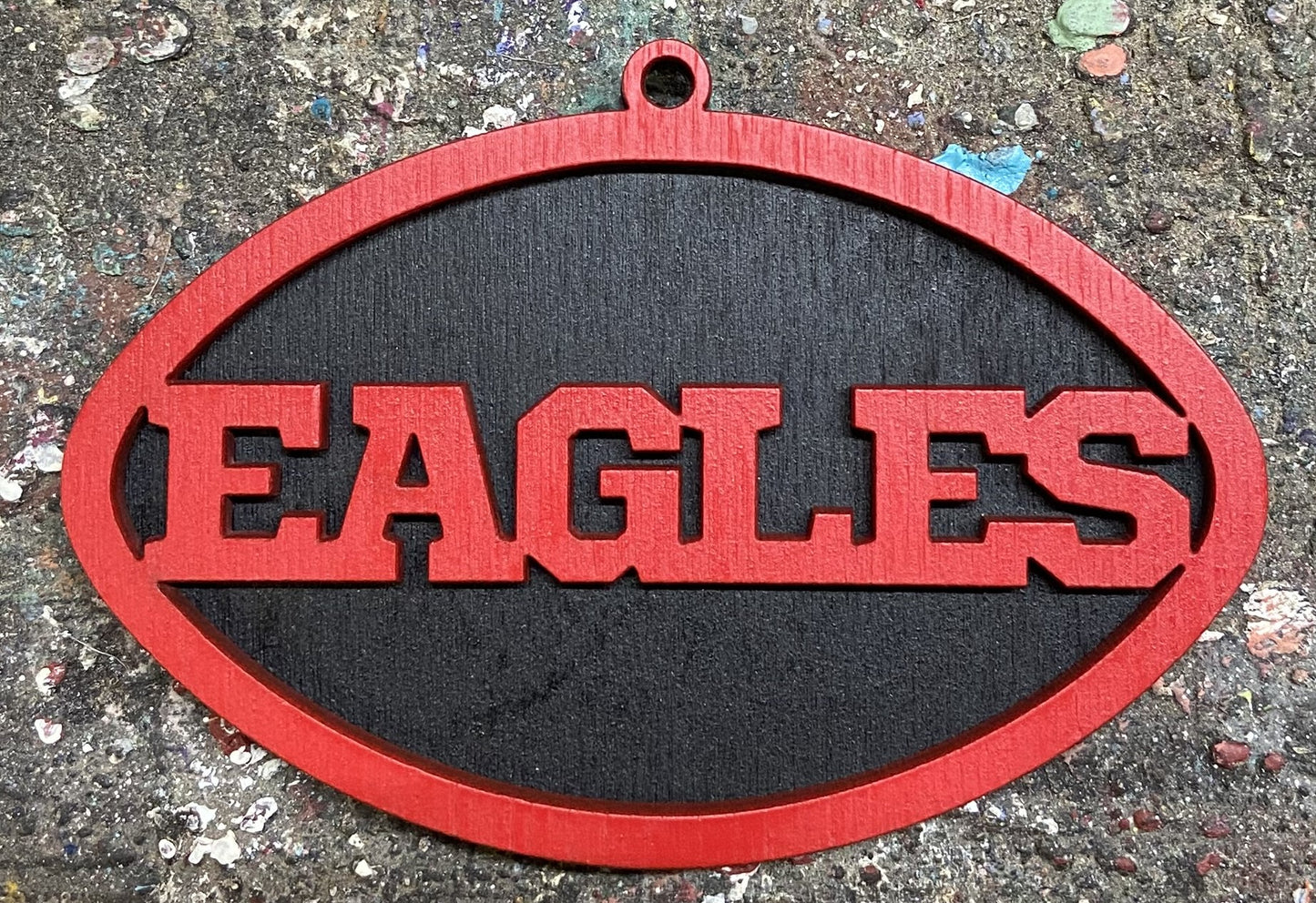 Eagles Ornament - Red over Black