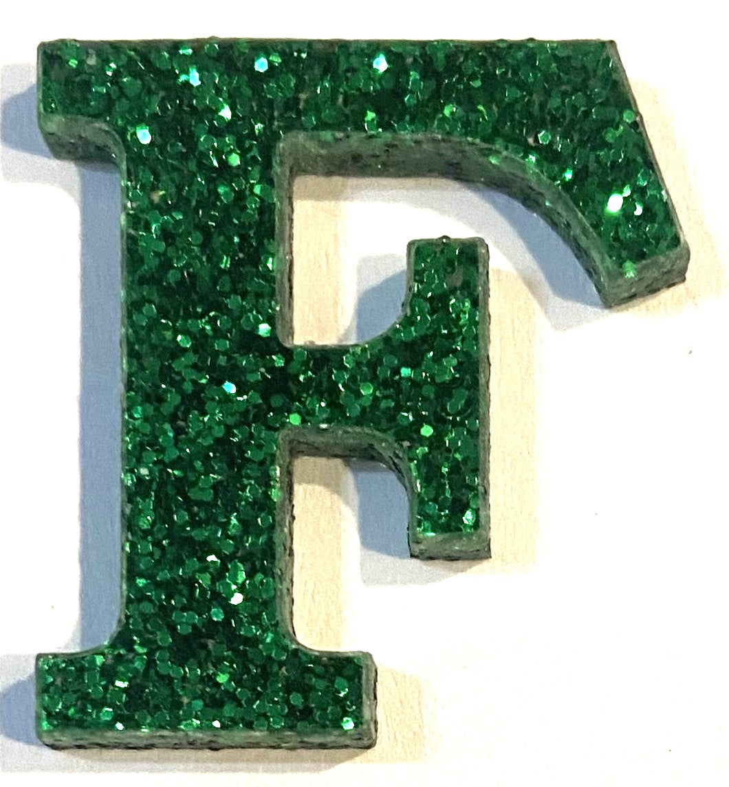Green Glitter Acrylic Letter - 1" Tall - Font #01