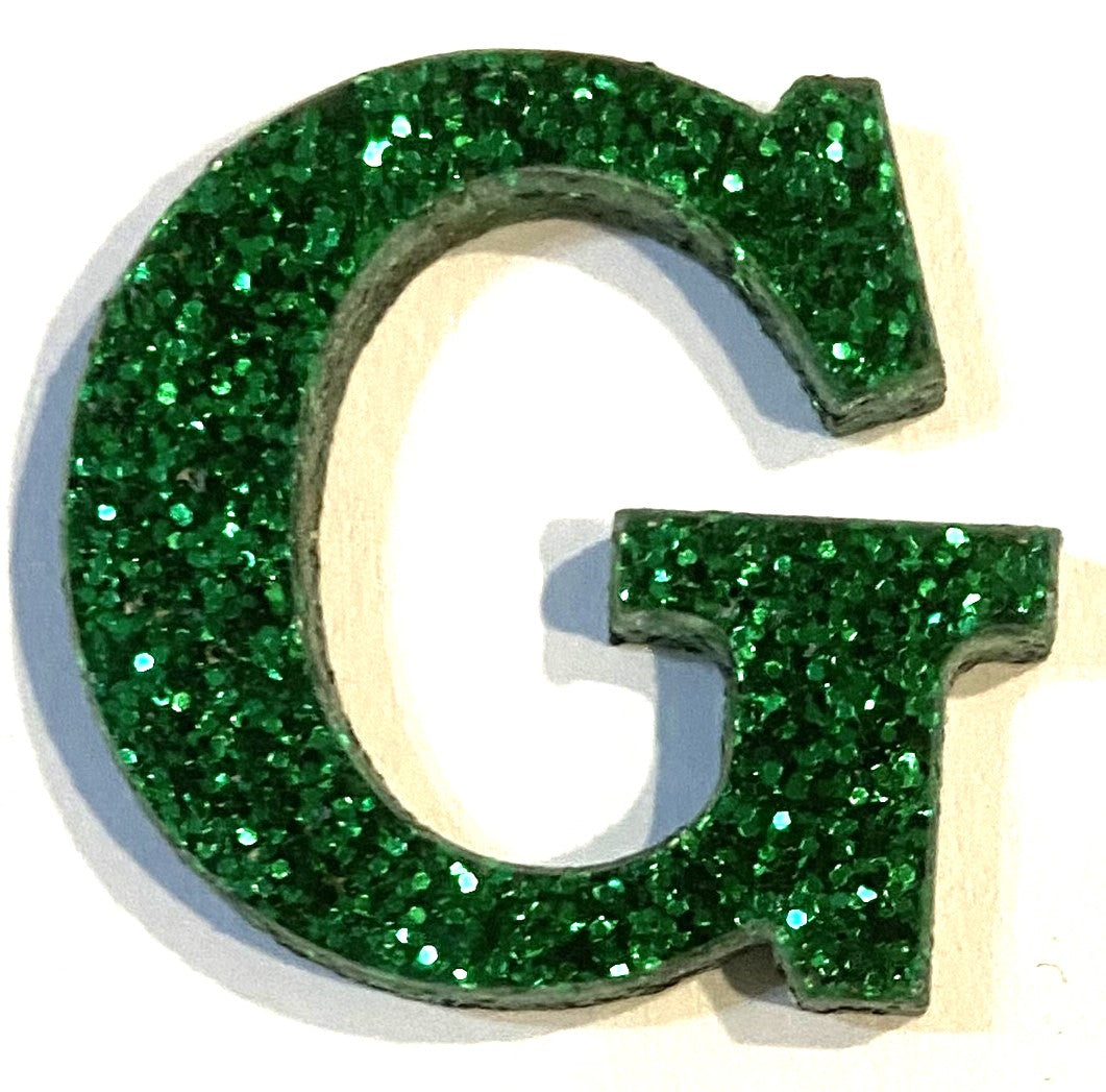 Green Glitter Acrylic Letter - 1" Tall - Font #01