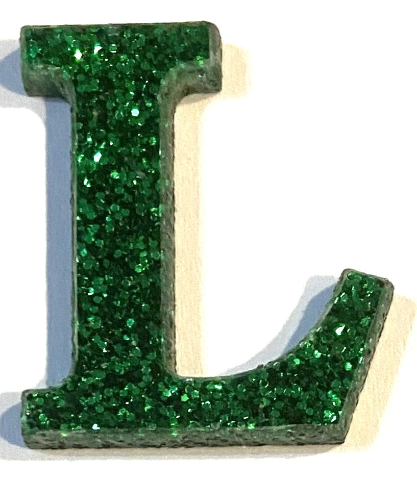 Green Glitter Acrylic Letter - 1" Tall - Font #01