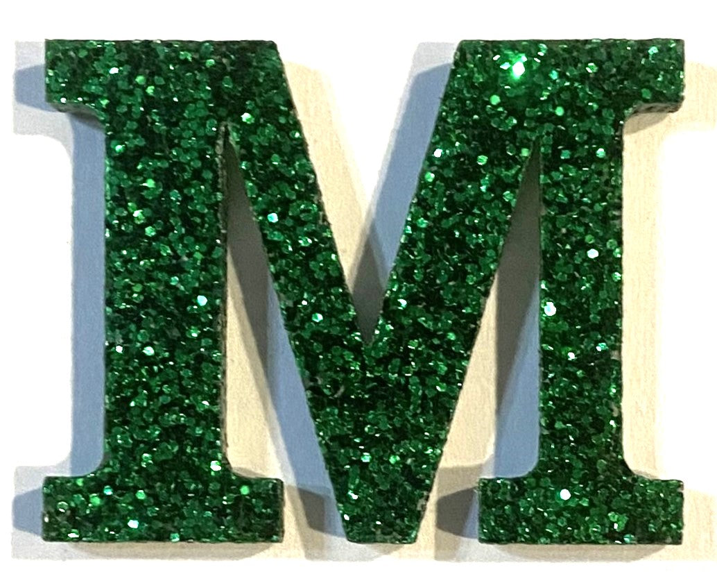 Green Glitter Acrylic Letter - 1" Tall - Font #01