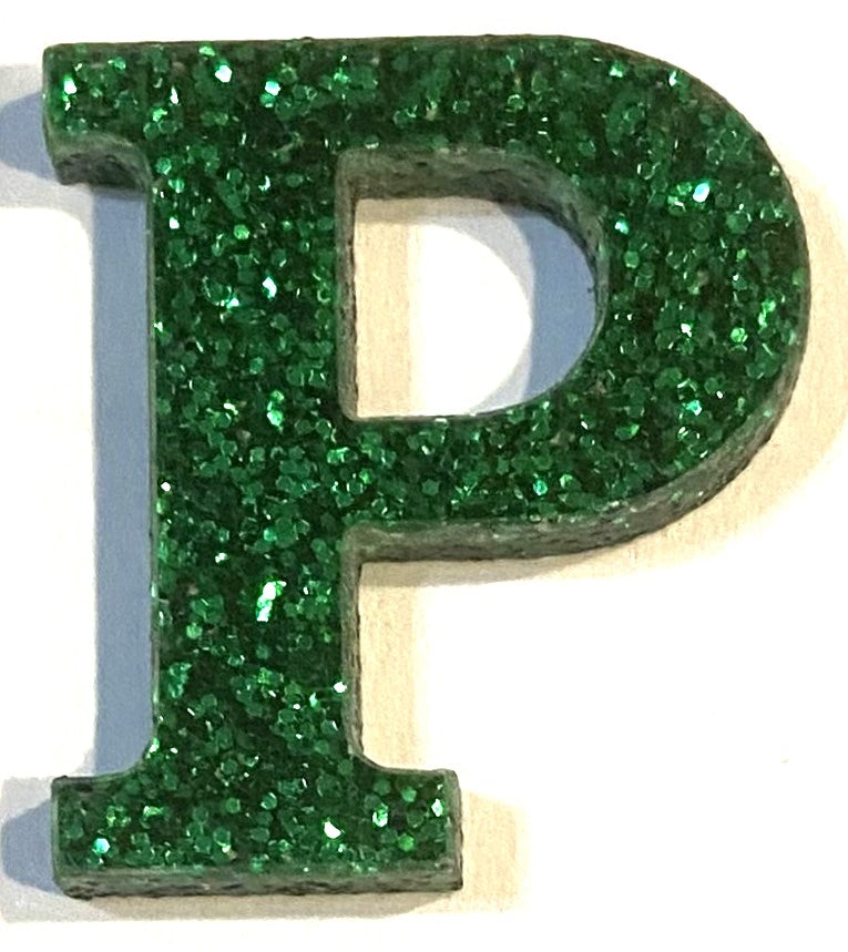 Green Glitter Acrylic Letter - 1" Tall - Font #01