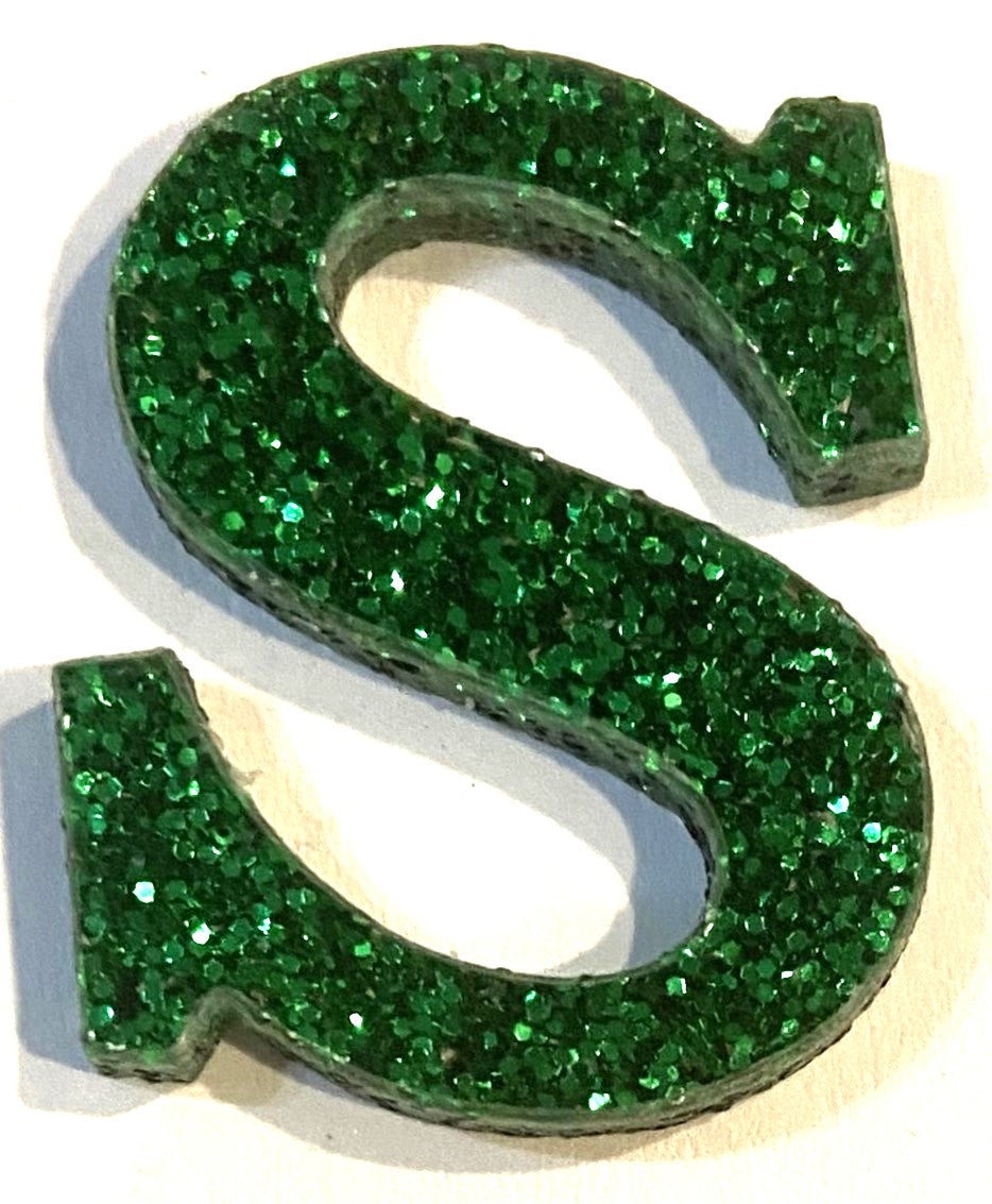 Green Glitter Acrylic Letter - 1" Tall - Font #01