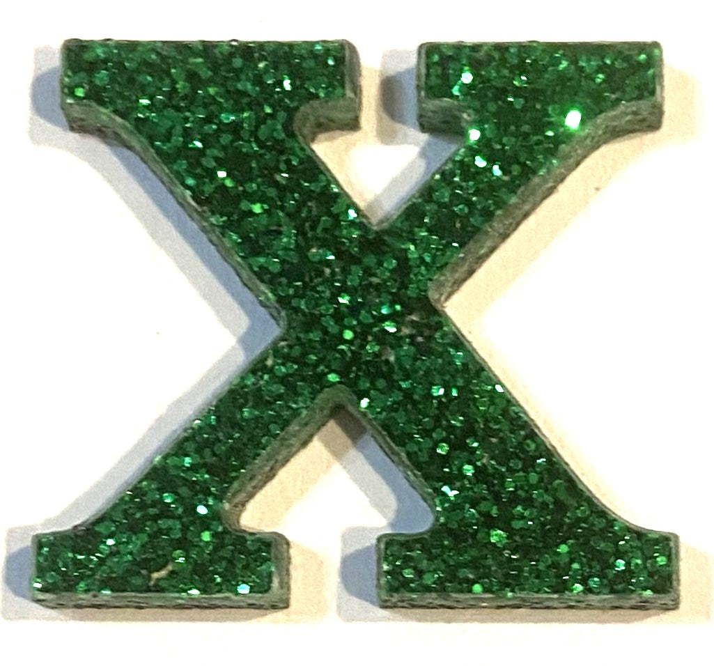 Green Glitter Acrylic Letter - 1" Tall - Font #01
