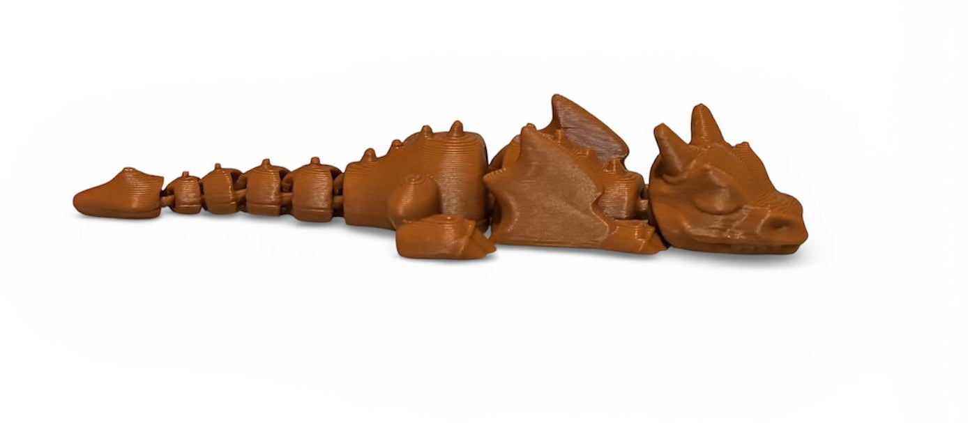 3D printed 4" Lazy Dragon Brown