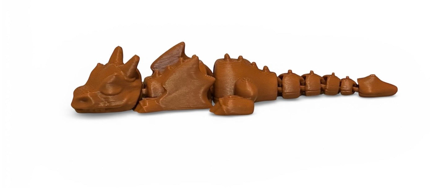 3D printed 4" Lazy Dragon Brown