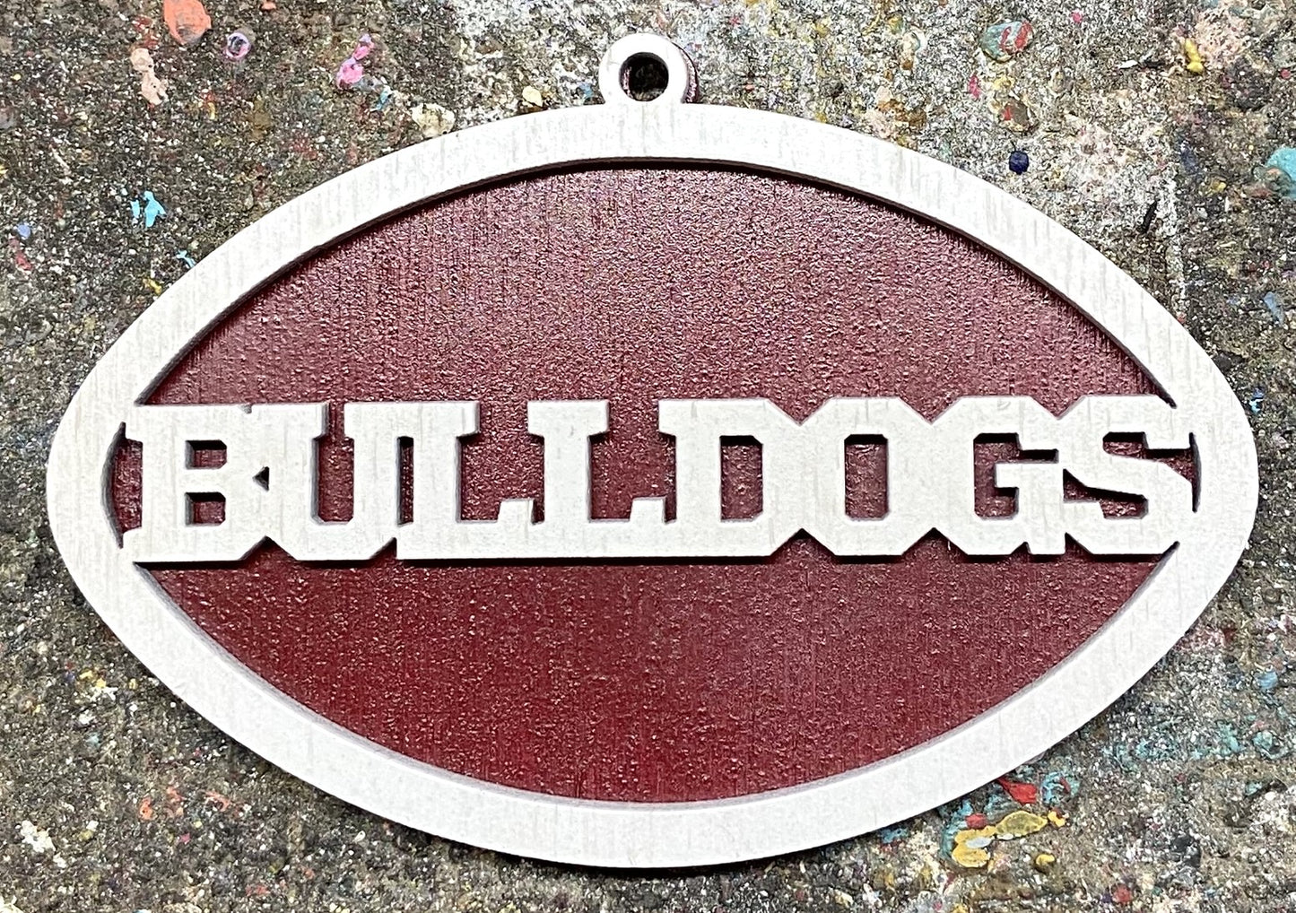 Bulldogs Ornament - White over Maroon