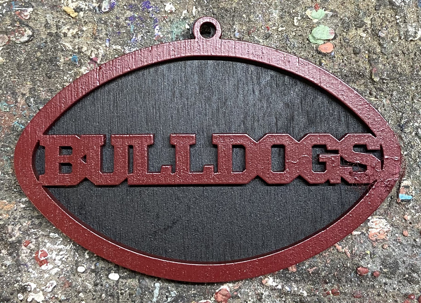 Bulldogs Ornament - Maroon over Black