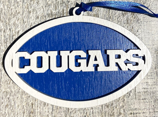 Cougars Ornament - White over Blue