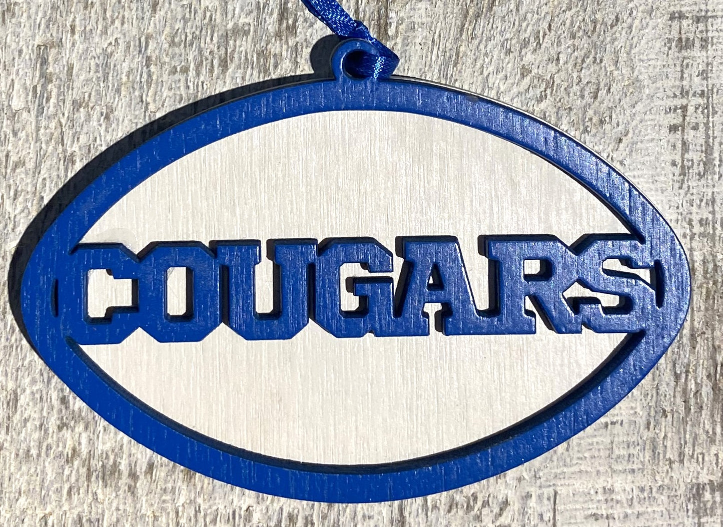 Cougars Ornament - Blue over White