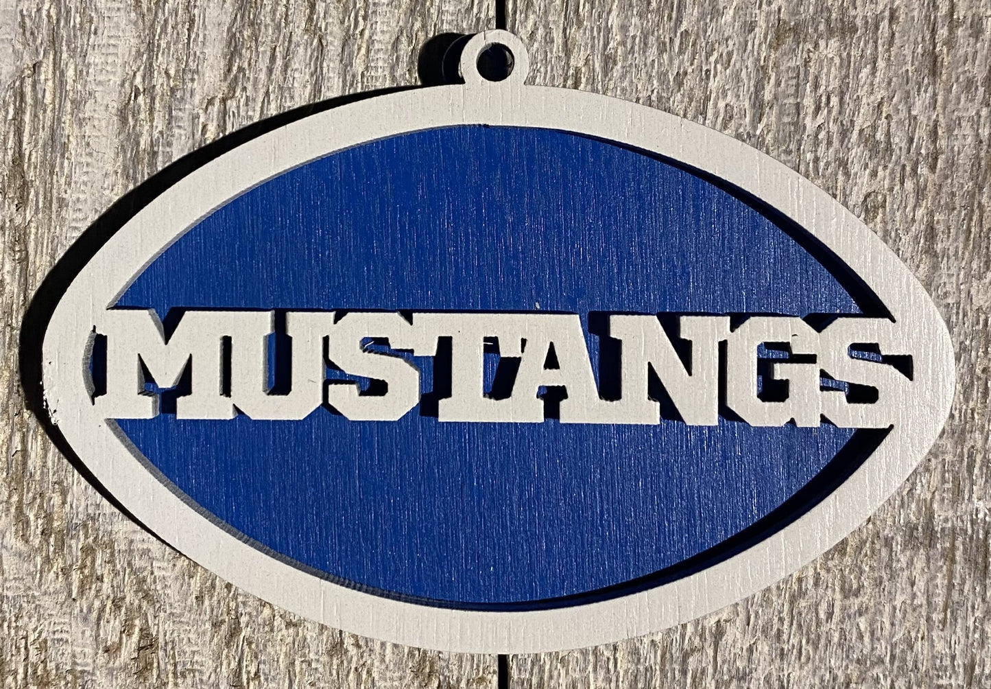 Mustangs Ornament - White over Blue