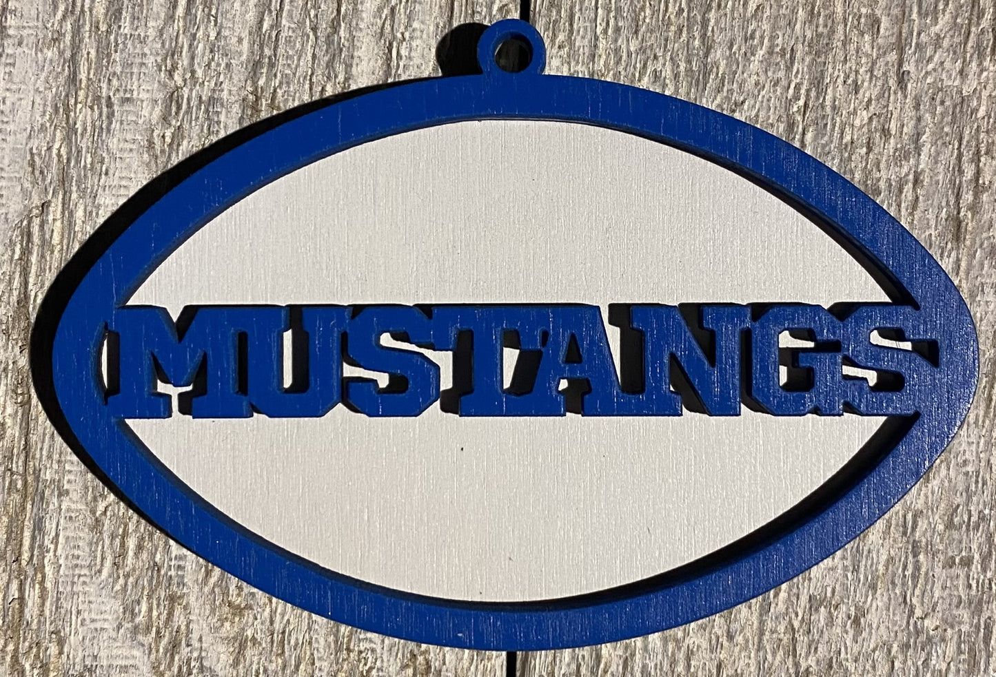 Mustangs Ornament - Blue over White