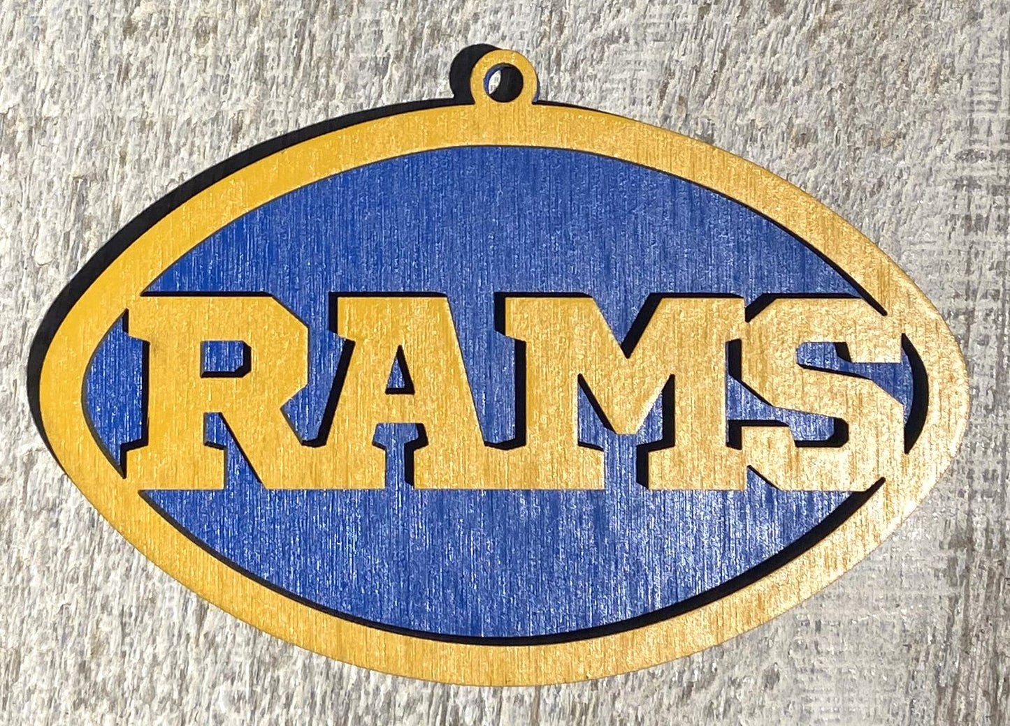 Rams Ornament - Marigold over Blue