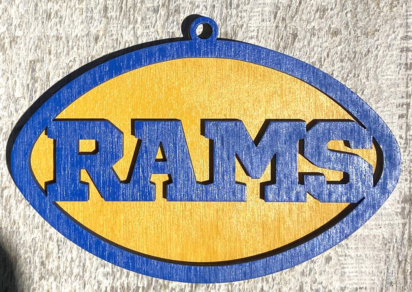 Rams Ornament - Blue over Marigold