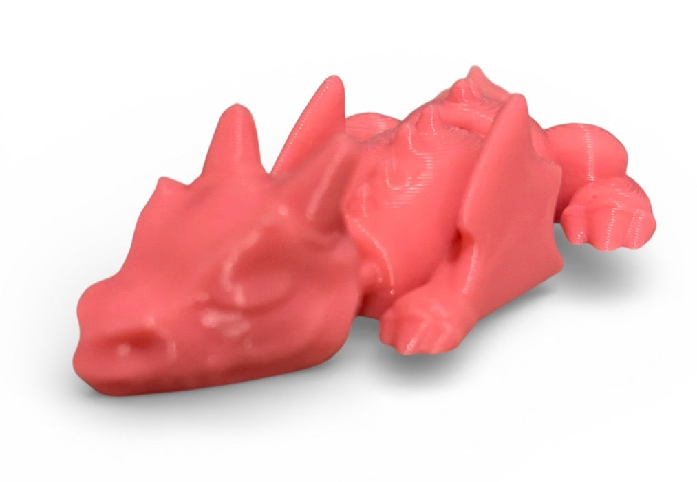 3D printed 4" Lazy Dragon Pink