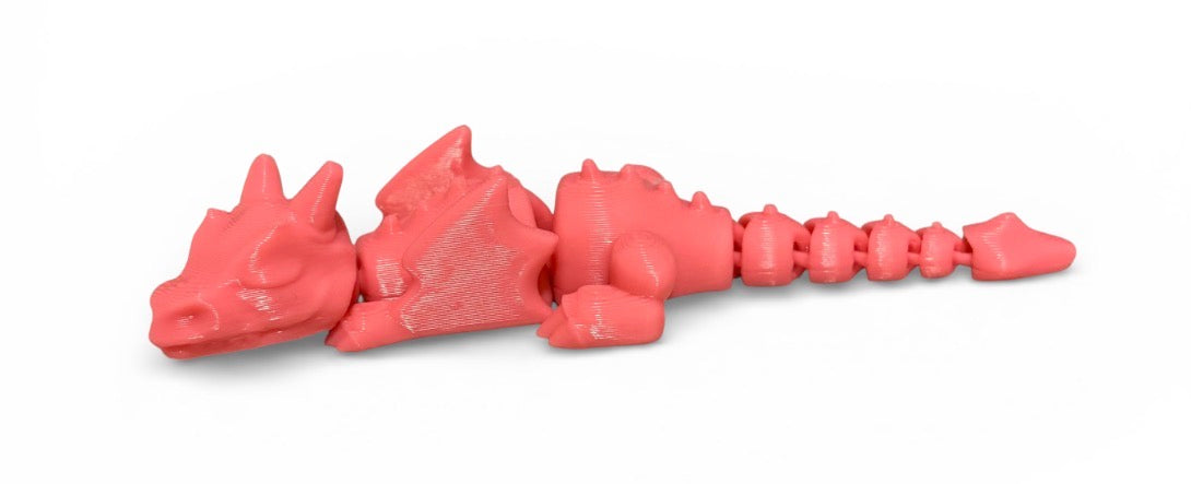 3D printed 4" Lazy Dragon Pink