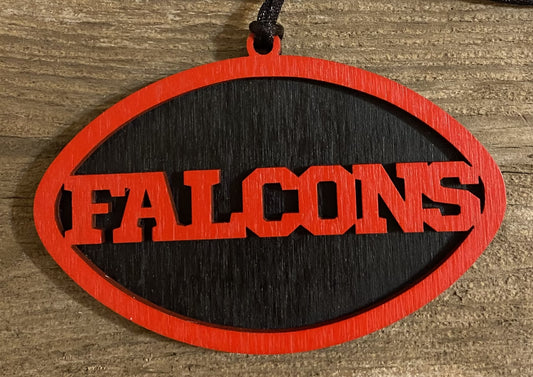 Falcons Ornament - Red over Black