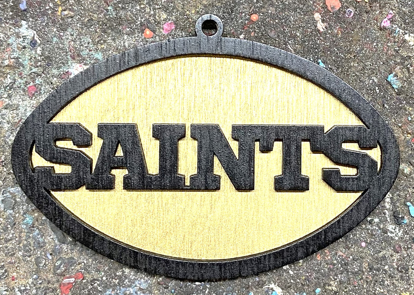 Saints Ornament - Black over Gold