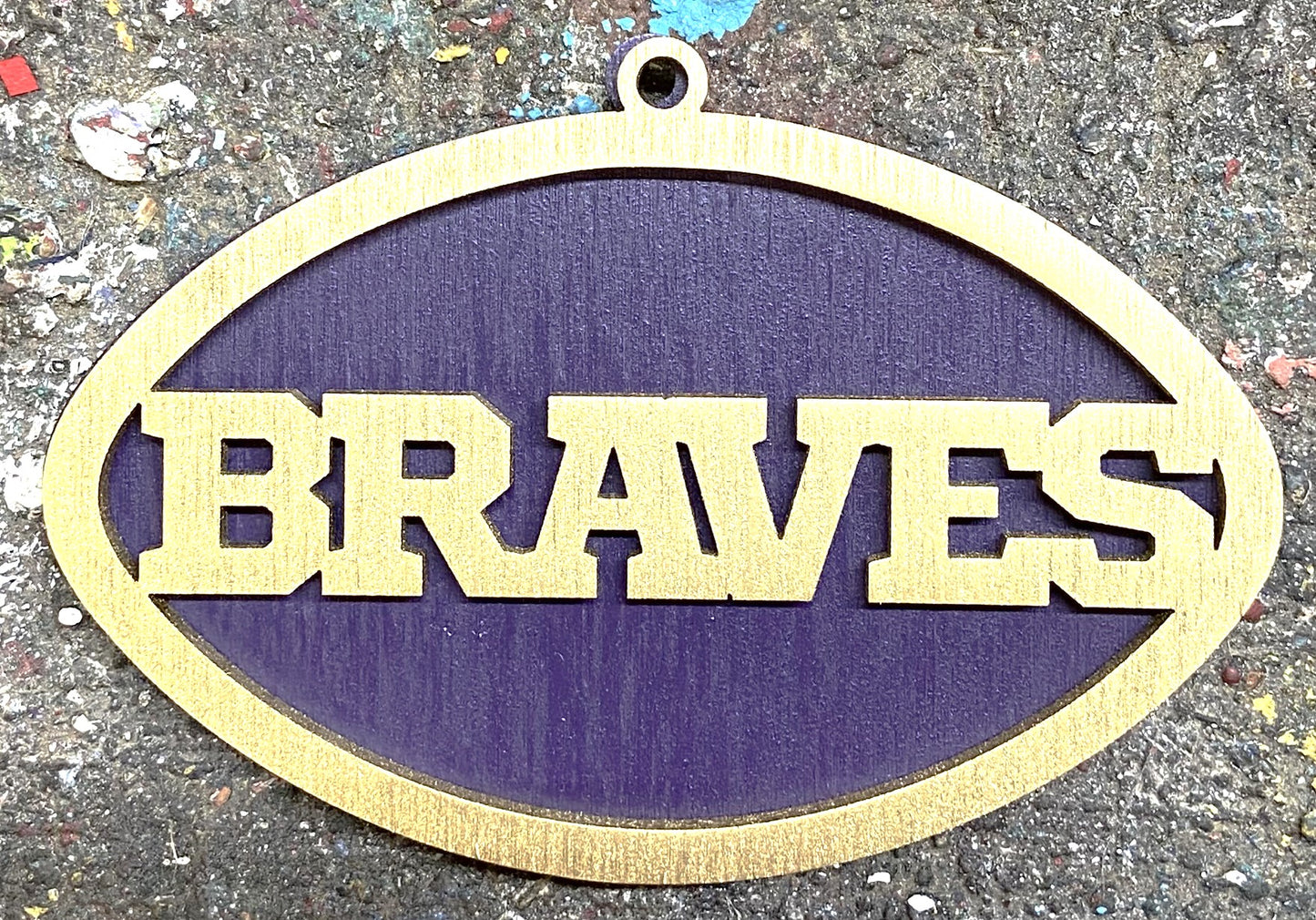 Braves Ornament - Gold over Purple