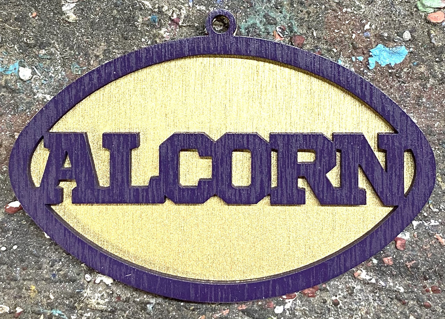 Alcorn Ornament - Purple over Gold