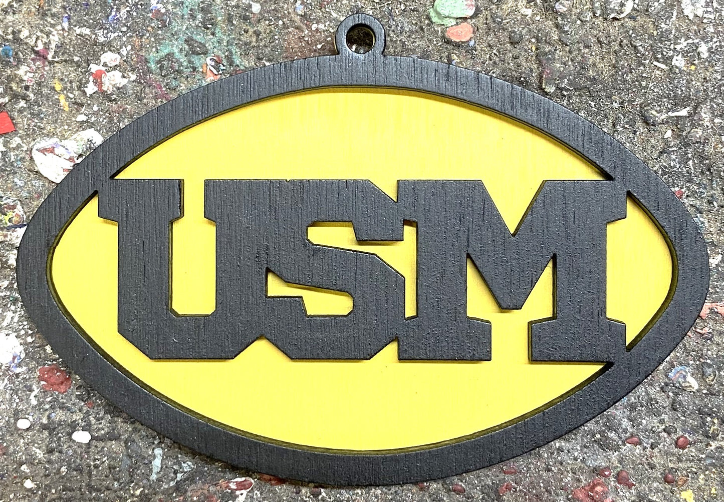 USM Ornament - Black over Yellow