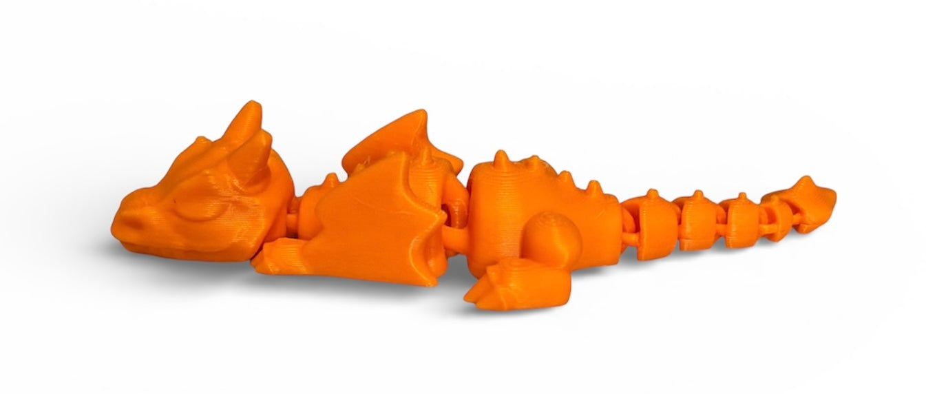 3D printed Lazy Dragon - 8-1/4" - Pumpkin Orange