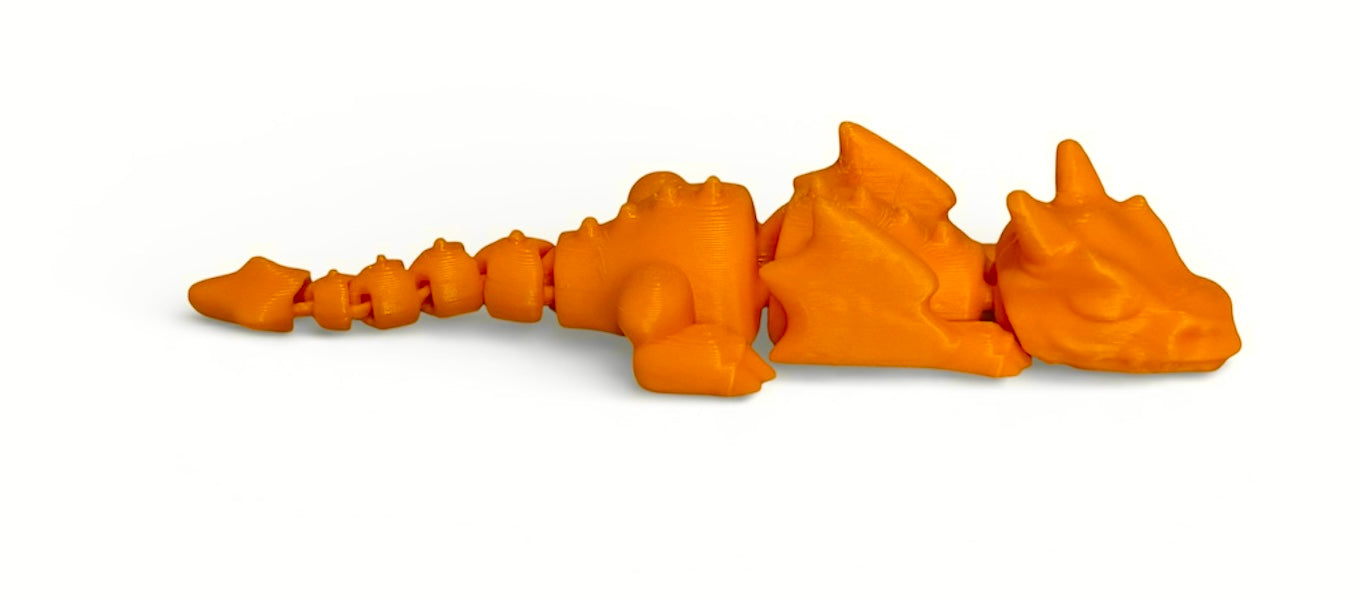 3D printed Lazy Dragon - 8-1/4" - Pumpkin Orange